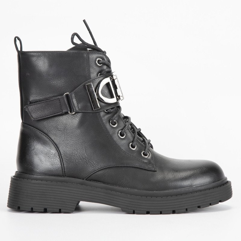 Annalisa – Boots à lacets zippées noir