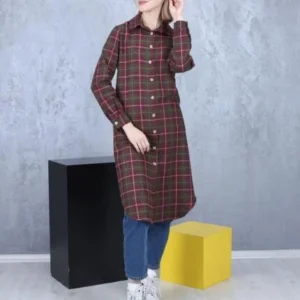 Btol - Tunique en flanelle grenat