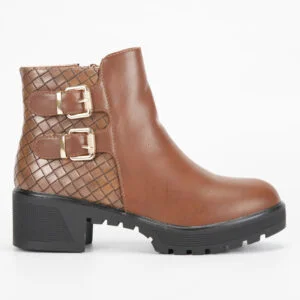 Annalisa - Bottines à talon avec fermeture à glissière camel